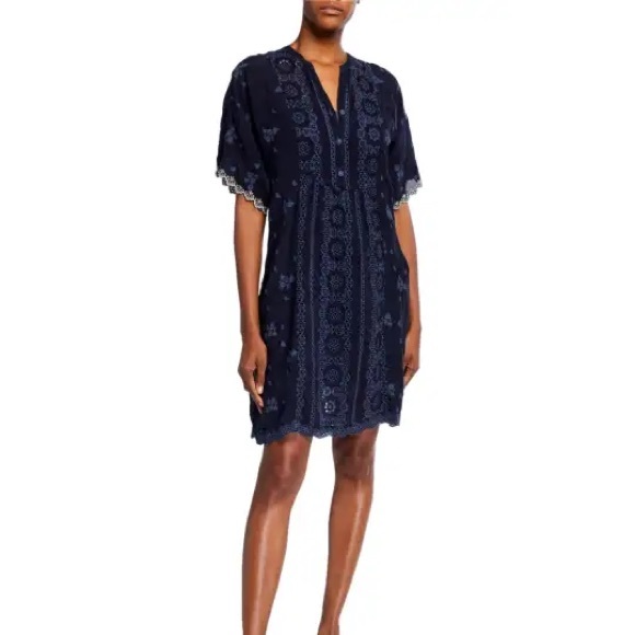 Johnny Was Riza Blue Eyelet Dress - Picture 1 of 8